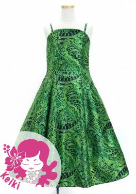 Hula Kids Shantung Dress with Kahiko&Moana Print / Luxury Collection / Green / Jp89gr