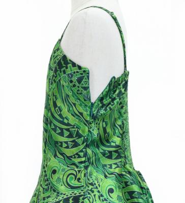 Hula Kids Shantung Dress with Kahiko&Moana Print / Luxury Collection / Green / Jp89gr