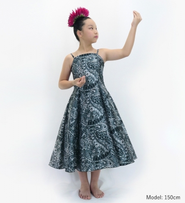 Hula Kids Shantung Dress with Kahiko&Moana Print / Luxury Collection / Gray / Jp89gy