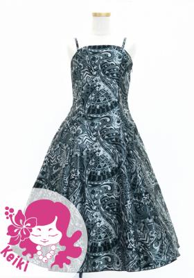 Hula Kids Shantung Dress with Kahiko&Moana Print / Luxury Collection / Gray / Jp89gy