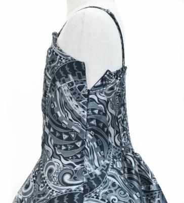 Hula Kids Shantung Dress with Kahiko&Moana Print / Luxury Collection / Gray / Jp89gy