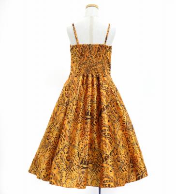 Hula Kids Shantung Dress with Kahiko&Moana Print / Luxury Collection / Orange / Jp89or