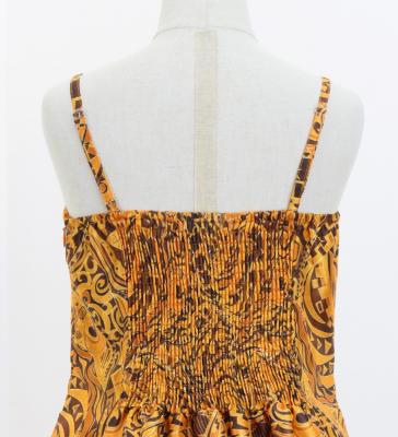 Hula Kids Shantung Dress with Kahiko&Moana Print / Luxury Collection / Orange / Jp89or