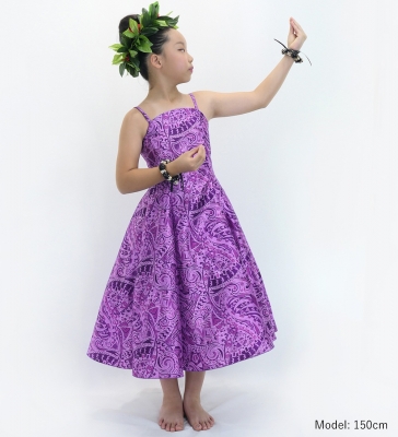 Hula Kids Shantung Dress with Kahiko&Moana Print / Luxury Collection / Purple / Jp89pu