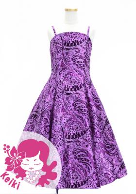 Hula Kids Shantung Dress with Kahiko&Moana Print / Luxury Collection / Purple / Jp89pu