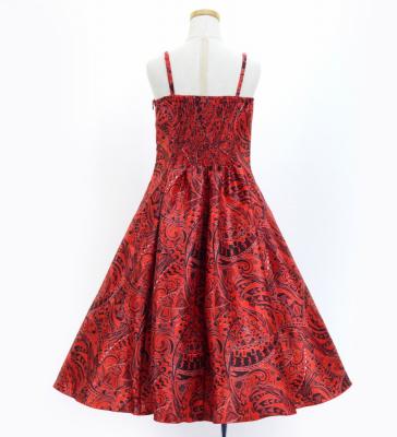 Hula Kids Shantung Dress with Kahiko&Moana Print / Luxury Collection / Red / Jp89rd