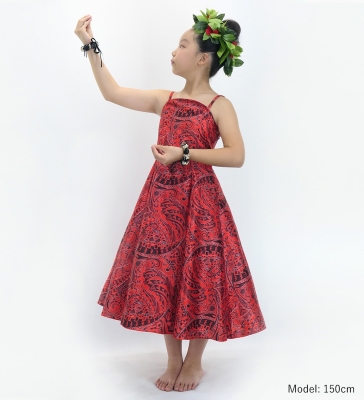 Hula Kids Shantung Dress with Kahiko&Moana Print / Luxury Collection / Red / Jp89rd