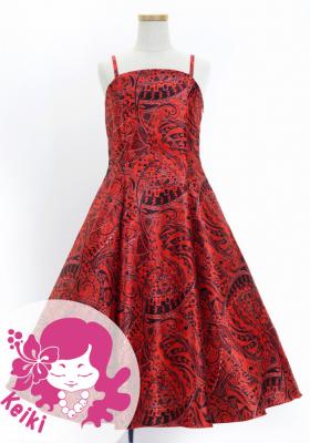 Hula Kids Shantung Dress with Kahiko&Moana Print / Luxury Collection / Red / Jp89rd