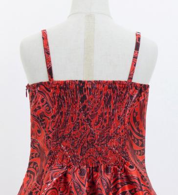 Hula Kids Shantung Dress with Kahiko&Moana Print / Luxury Collection / Red / Jp89rd
