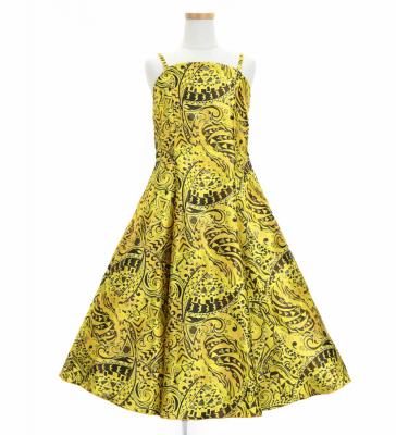 Hula Kids Shantung Dress with Kahiko&Moana Print / Luxury Collection / Yellow / Jp89ye