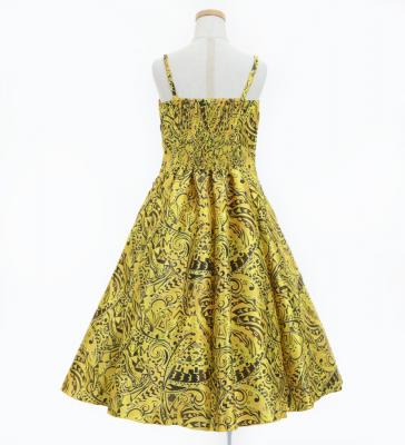 Hula Kids Shantung Dress with Kahiko&Moana Print / Luxury Collection / Yellow / Jp89ye