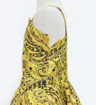 Hula Kids Shantung Dress with Kahiko&Moana Print / Luxury Collection / Yellow / Jp89ye