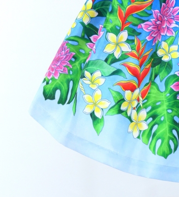 Hula Kids Shantung Pa'u Skirt with Torch Ginger & Heliconia Print / Luxury Collection / Jp92-1