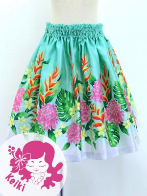 Hula Kids Shantung Pa'u Skirt with Torch Ginger & Heliconia Print / Luxury Collection / Jp92-2