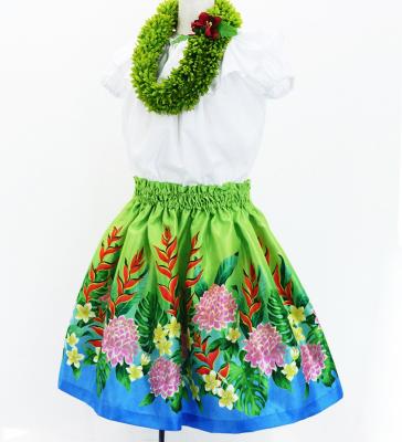 Hula Kids Shantung Pa'u Skirt with Torch Ginger & Heliconia Print / Luxury Collection / Jp92-3
