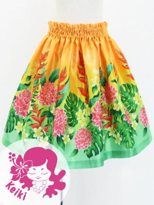 Hula Kids Shantung Pa'u Skirt with Torch Ginger & Heliconia Print / Luxury Collection / Jp92-4