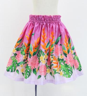 Hula Kids Shantung Pa'u Skirt with Torch Ginger & Heliconia Print / Luxury Collection / Jp92-5