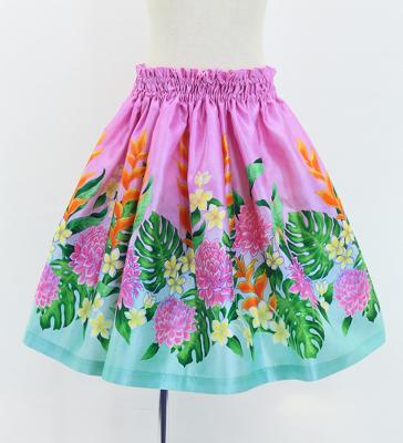 Hula Kids Shantung Pa'u Skirt with Torch Ginger & Heliconia Print / Luxury Collection / Jp92-6