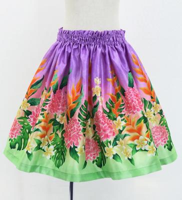 Hula Kids Shantung Pa'u Skirt with Torch Ginger & Heliconia Print / Luxury Collection / Jp92-7