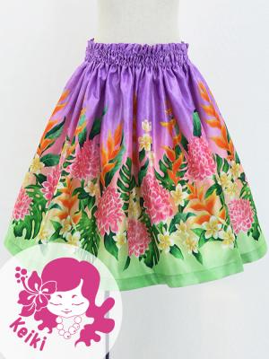 Hula Kids Shantung Pa'u Skirt with Torch Ginger & Heliconia Print / Luxury Collection / Jp92-7