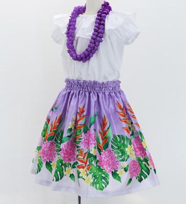 Hula Kids Shantung Pa'u Skirt with Torch Ginger & Heliconia Print / Luxury Collection / Jp92-8