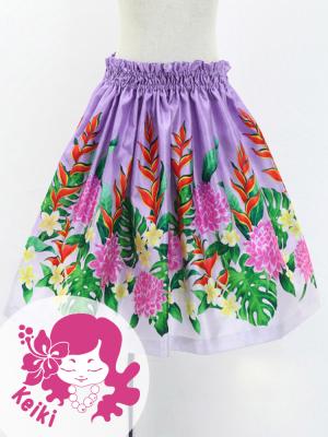 Hula Kids Shantung Pa'u Skirt with Torch Ginger & Heliconia Print / Luxury Collection / Jp92-8