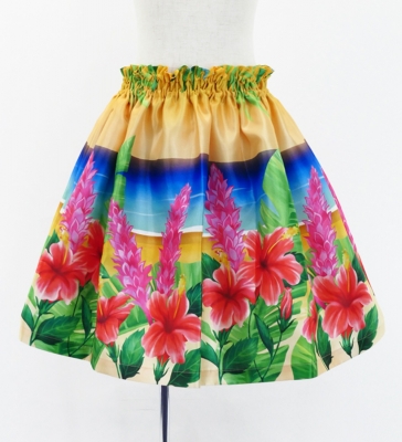 Hula Kids Shantung Pa'u Skirt with Hibiscus Print / Luxury Collection / Jp93-1