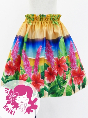 Hula Kids Shantung Pa'u Skirt with Hibiscus Print / Luxury Collection / Jp93-1