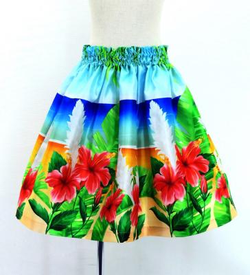 Hula Kids Shantung Pa'u Skirt with Hibiscus Print / Luxury Collection / Jp93-2