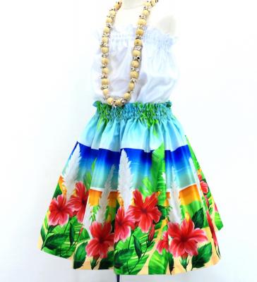 Hula Kids Shantung Pa'u Skirt with Hibiscus Print / Luxury Collection / Jp93-2