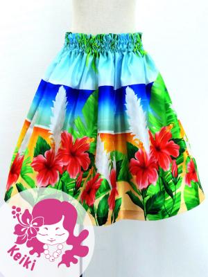 Hula Kids Shantung Pa'u Skirt with Hibiscus Print / Luxury Collection / Jp93-2