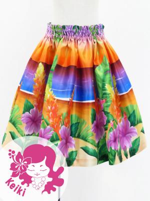 Hula Kids Shantung Pa'u Skirt with Hibiscus Print / Luxury Collection / Jp93-3
