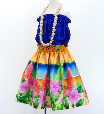 Hula Kids Shantung Pa'u Skirt with Hibiscus Print / Luxury Collection / Jp93-4