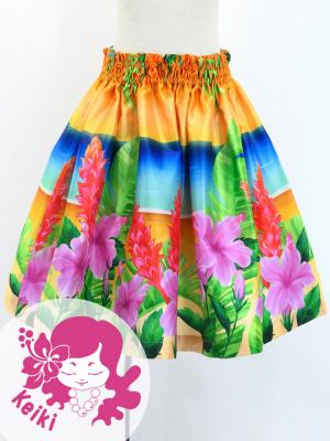 Hula Kids Shantung Pa'u Skirt with Hibiscus Print / Luxury Collection / Jp93-4