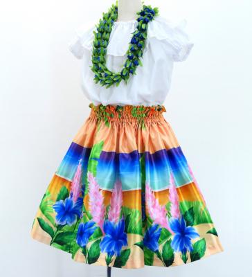 Hula Kids Shantung Pa'u Skirt with Hibiscus Print / Luxury Collection / Jp93-5