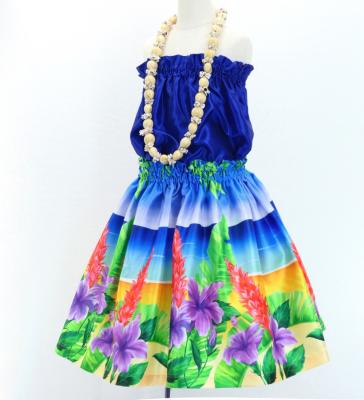 Hula Kids Shantung Pa'u Skirt with Hibiscus Print / Luxury Collection / Jp93-6