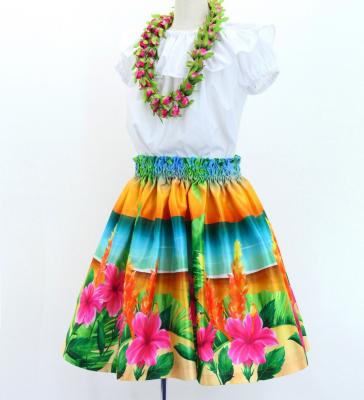 Hula Kids Shantung Pa'u Skirt with Hibiscus Print / Luxury Collection / Jp93-8
