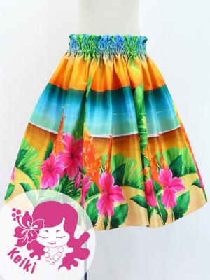Hula Kids Shantung Pa'u Skirt with Hibiscus Print / Luxury Collection / Jp93-8
