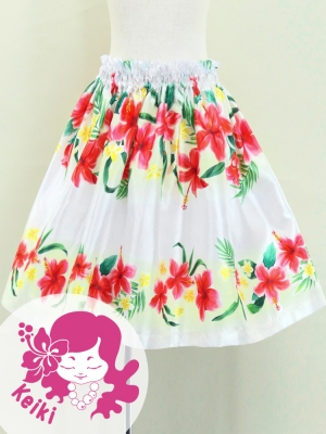 Hula Kids Shantung Pa'u Skirt with Hibiscus Print / Luxury Collection / Jp94be