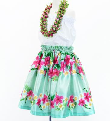 Hula Kids Shantung Pa'u Skirt with Hibiscus Print / Luxury Collection / Jp94lbl