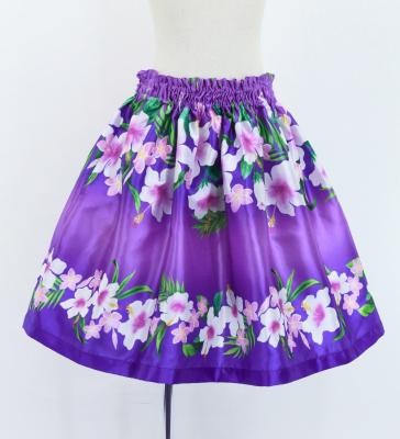 Hula Kids Shantung Pa'u Skirt with Hibiscus Print / Luxury Collection / Jp94pu