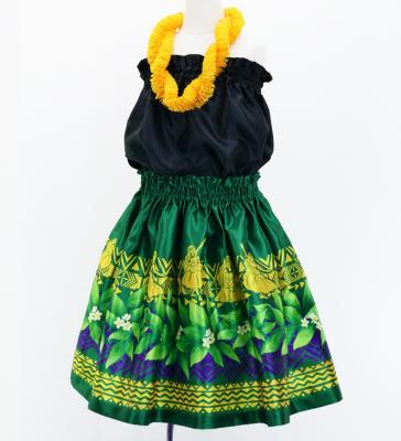 Hula Kids Shantung Pa'u Skirt with Hula girl Print / Luxury Collection / Jp95gr