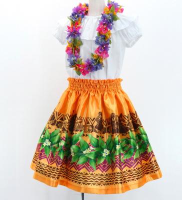 Hula Kids Shantung Pa'u Skirt with Hula girl Print / Luxury Collection / Jp95or