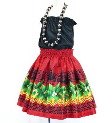 Hula Kids Shantung Pa'u Skirt with Hula girl Print / Luxury Collection / Jp95rd