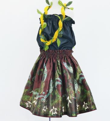 Hula Kids Shantung Pa'u Skirt with Kahiko Print / Luxury Collection / Jp96br