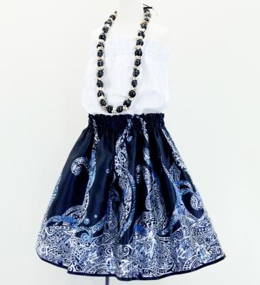 Hula Kids Shantung Pa'u Skirt with Kahiko Print / Luxury Collection / Jp96nv