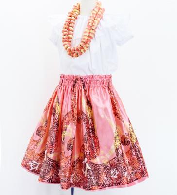 Hula Kids Shantung Pa'u Skirt with Kahiko Print / Luxury Collection / Jp96pi