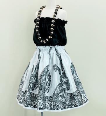 Hula Kids Shantung Pa'u Skirt with Kahiko Print / Luxury Collection / Jp96wh