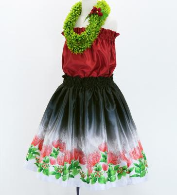 Hula Kids Shantung Pa'u Skirt with Lehua Print / Luxury Collection / Jp97bk