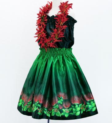 Hula Kids Shantung Pa'u Skirt with Lehua Print / Luxury Collection / Jp97gr